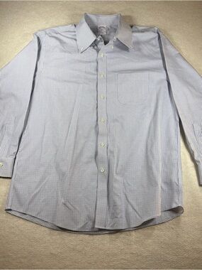 Brooks Brothers Regent Fit Blue Check Long Sleeve Button Down Shirt 16.5 2/3
